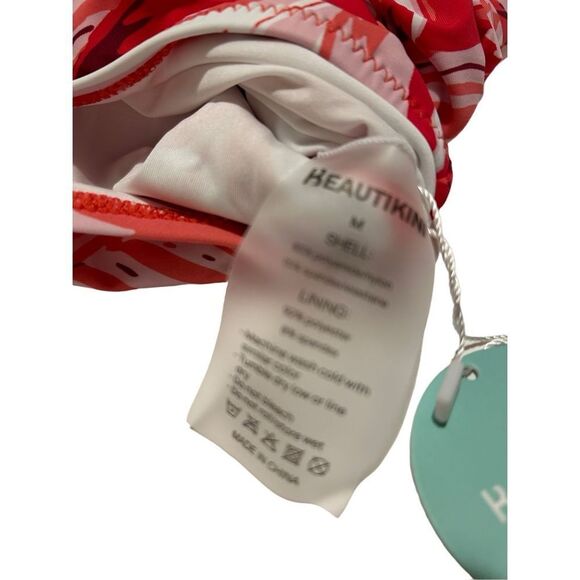 NWT Women’s Size M One Piece Swimsuit Adjustable Crossback Straps Red Leaf - Picture 8 of 11